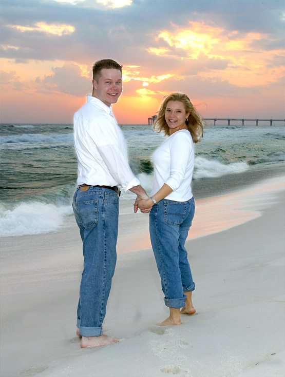 Informal engagement portrait at the beach