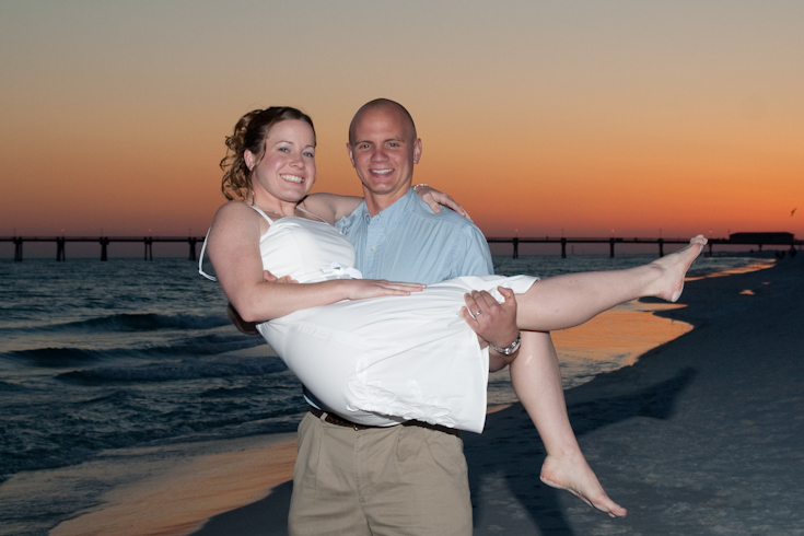 Sunset beach wedding portraits are beautiful